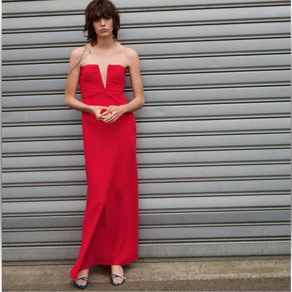 ZARA RUCHED STRAPLESS DRESS - Picture 4 of 8